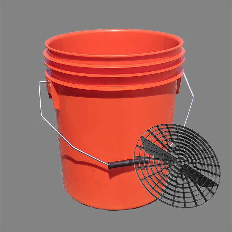 16L Heavy Duty Orange Car Detailing Bucket with Grit Shield - H&O Plastics